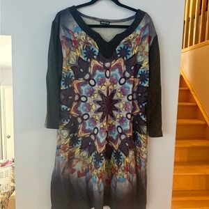 Onyx Vibrant Purple Kaleidoscope Long Sleeve Dress